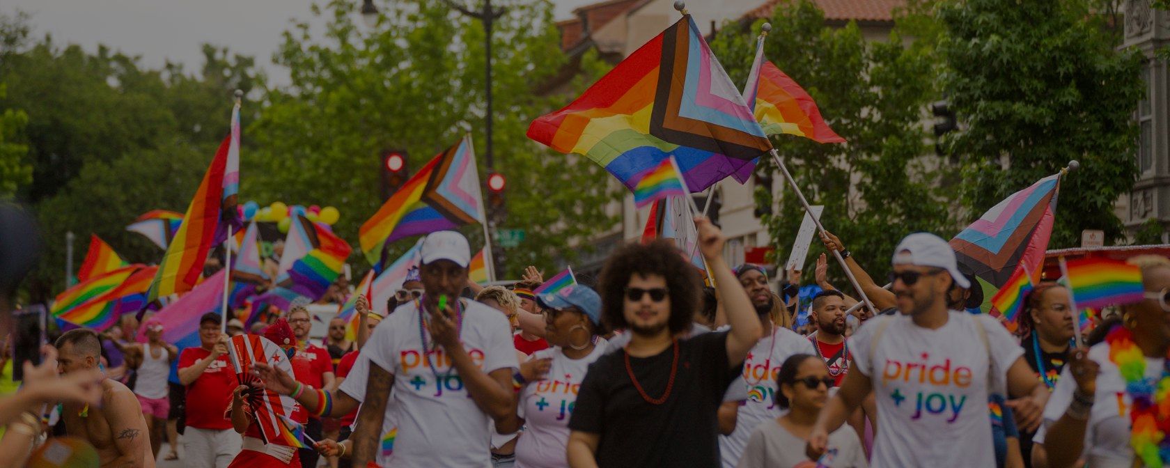 An image of a large crowd gathered at a pride parade.