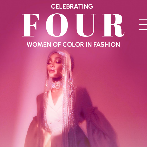 An image of the mobile homepage for the prototype for "Four," featuring Winnie Harlow.