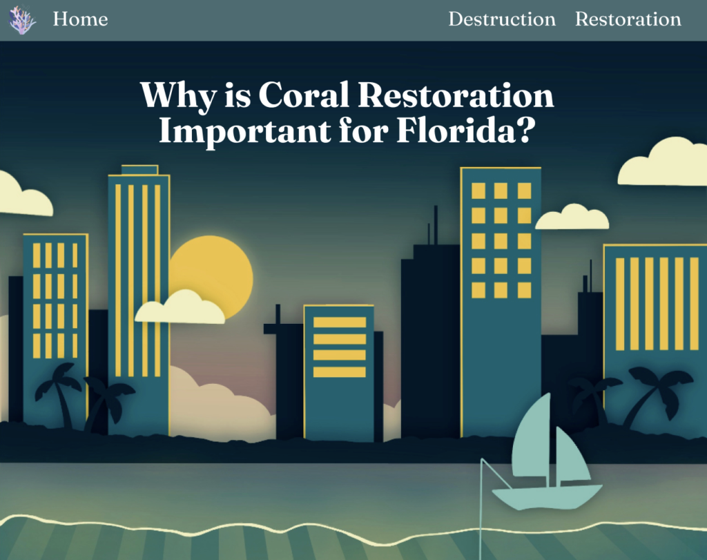 An image of the homepage for a page on coral reef restoration.